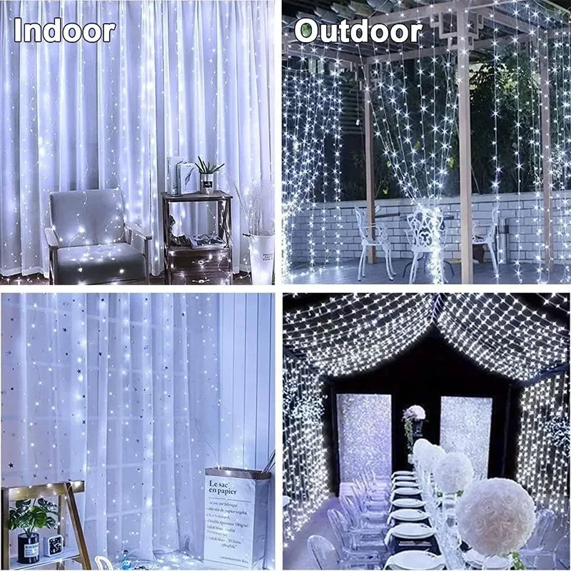 3M LED Curtain String Lights Fairy Decoration USB Holiday Garland Lamp 8 Mode
