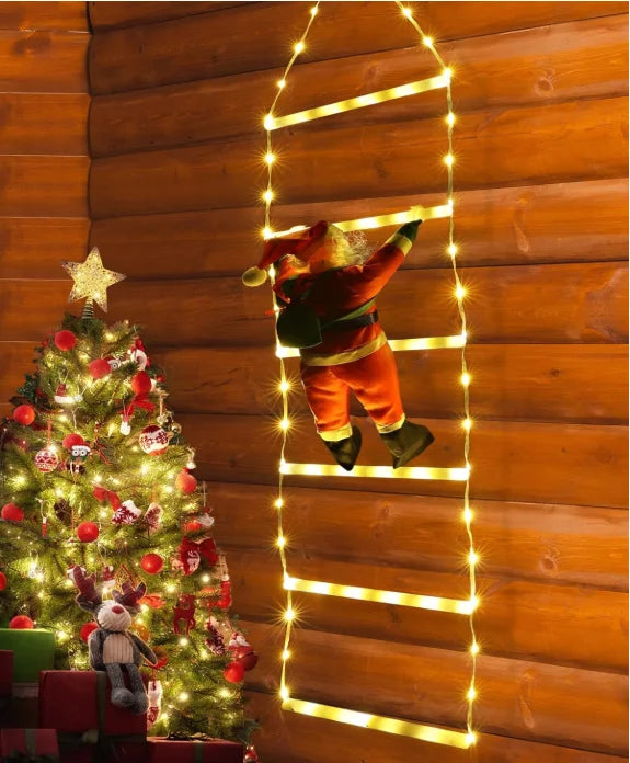 Christmas Decoration LED Santa Claus Climbing Ladder