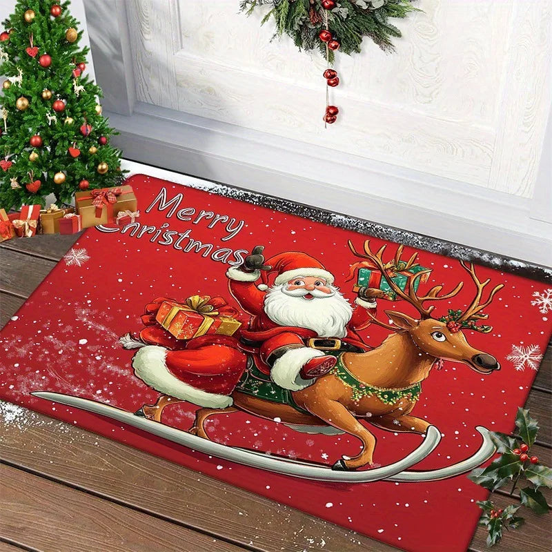Christmas Door Mat Red Santa Claus Outdoor and Indoor