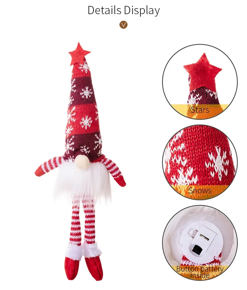 Christmas Faceless Doll Gnome Ornaments LED