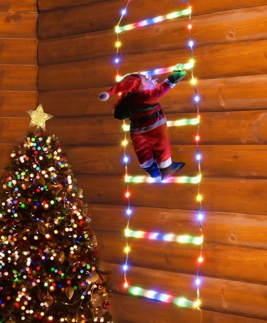 Christmas Decoration LED Santa Claus Climbing Ladder