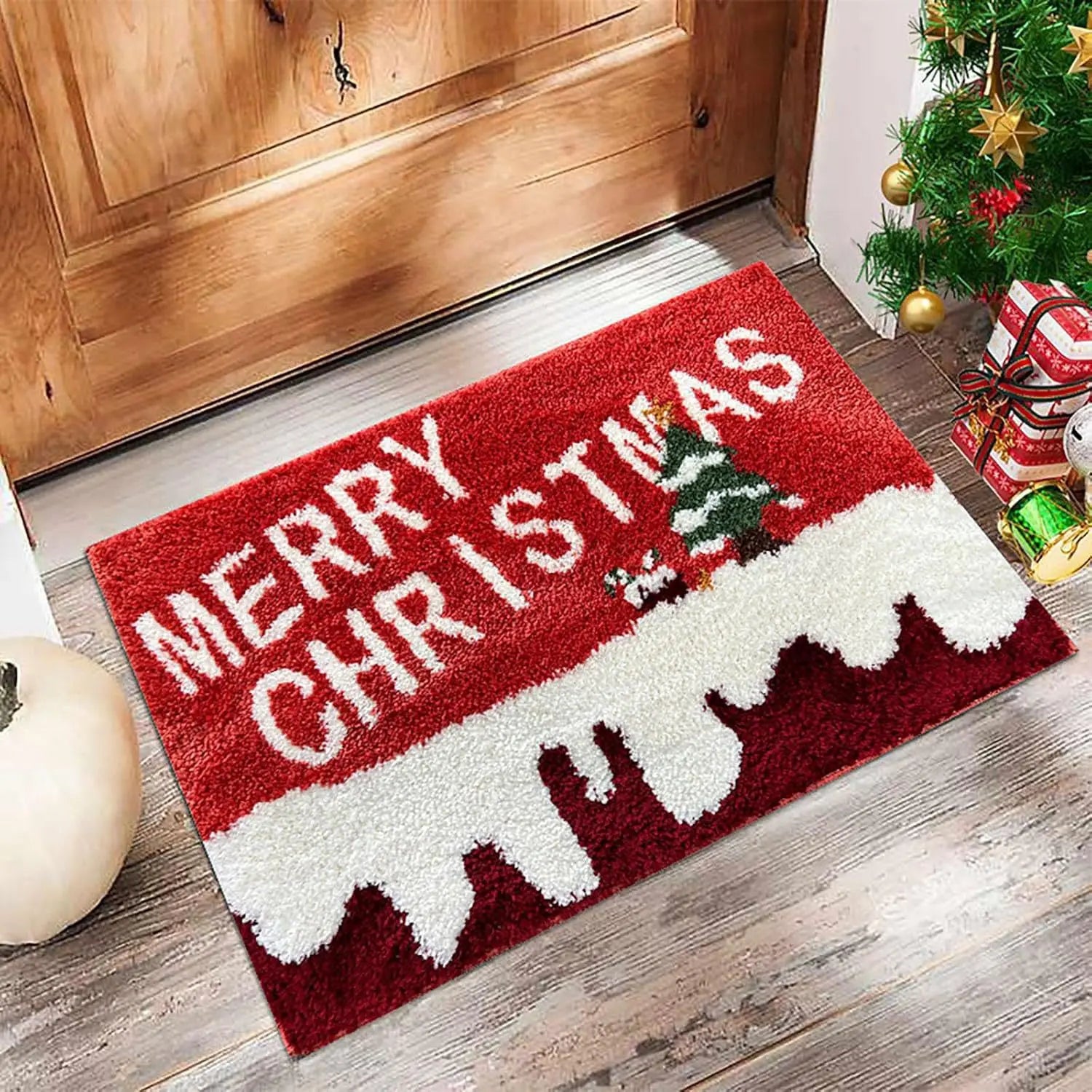 Christmas Door Mat Red Santa Claus Outdoor and Indoor