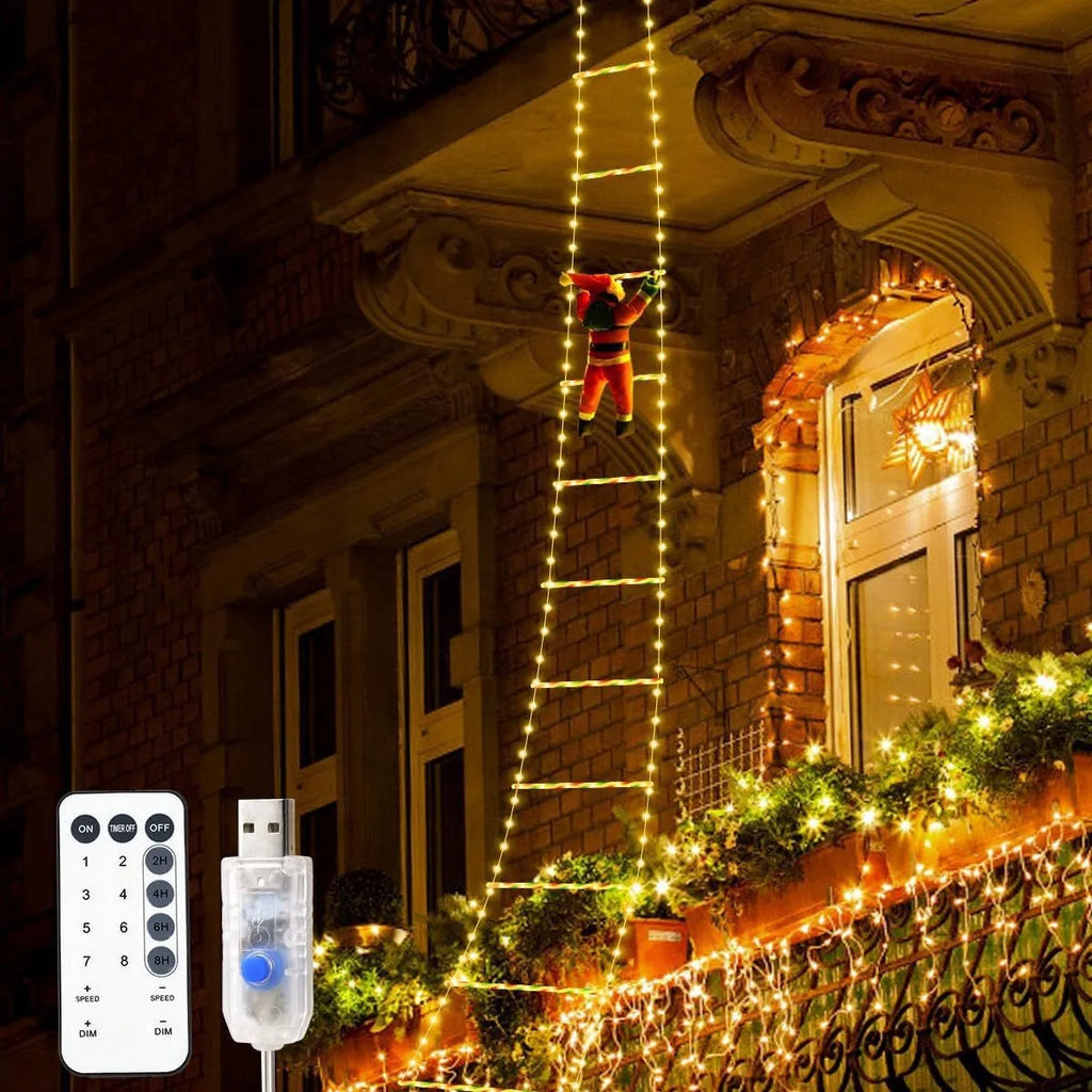 Christmas Decoration LED Santa Claus Climbing Ladder