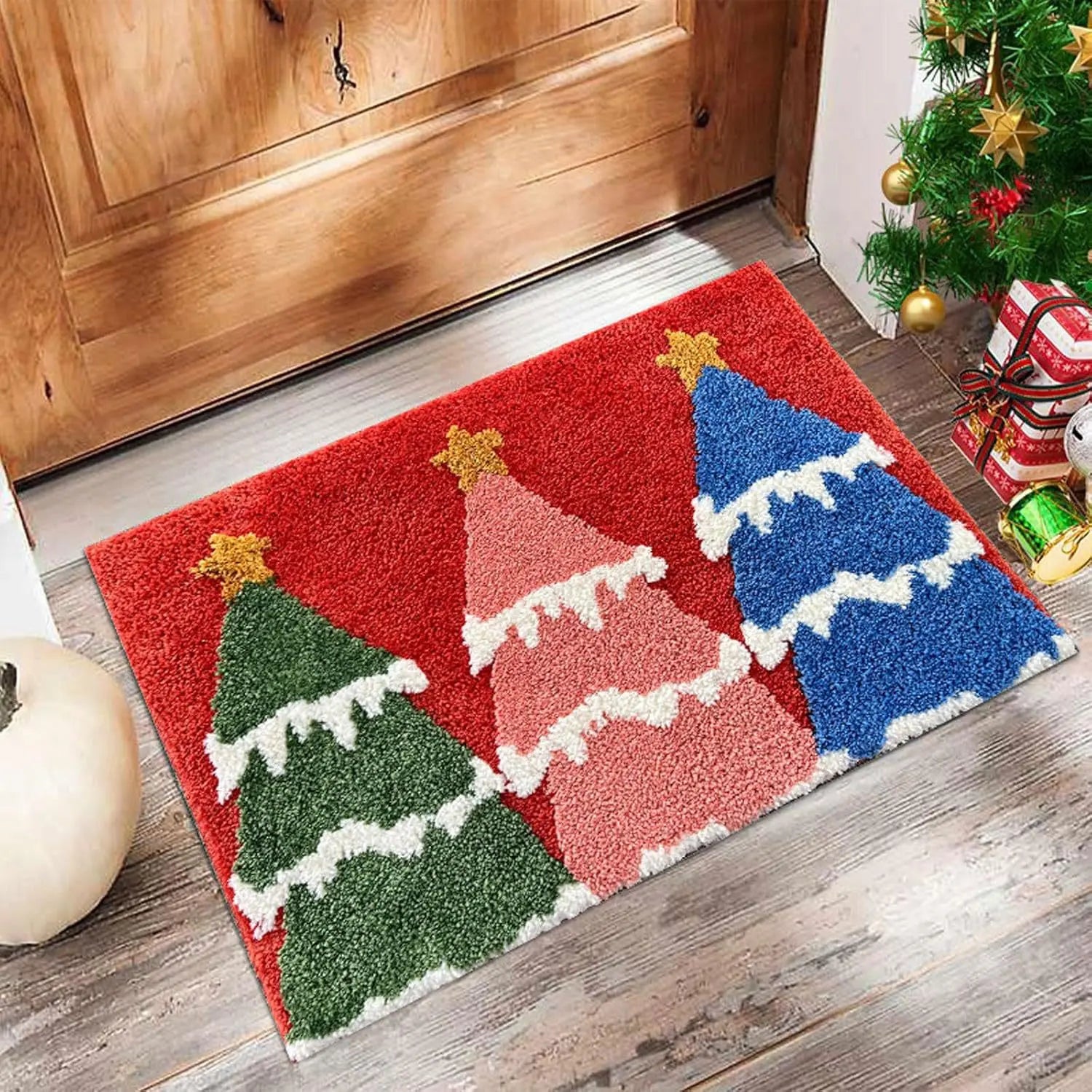 Christmas Door Mat Red Santa Claus Outdoor and Indoor