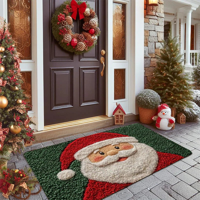 Christmas Door Mat Red Santa Claus Outdoor and Indoor